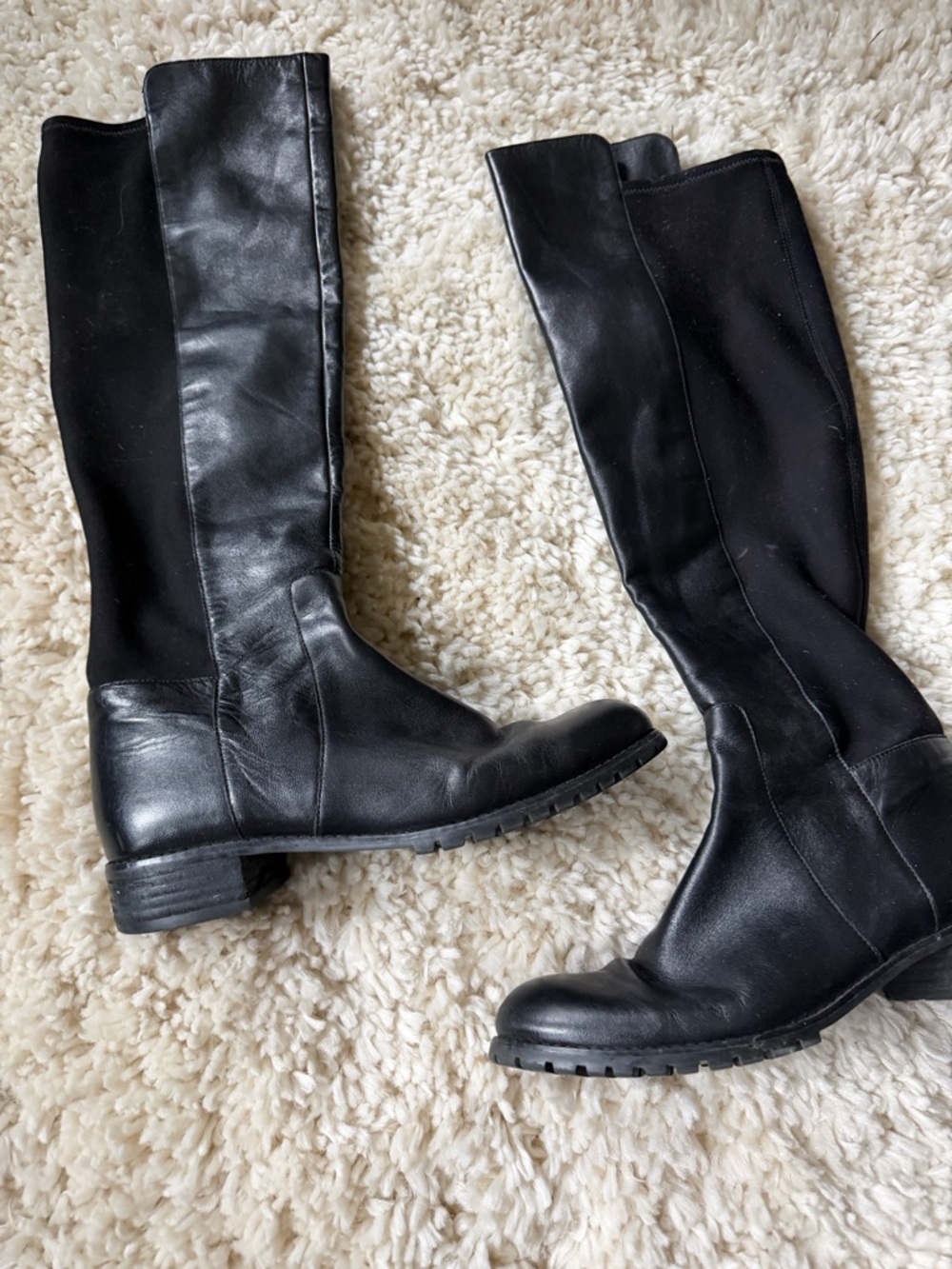 Michael Kors Black Leather cute design Over-the-Knee Riding Boots with Lug Sole - Picture 4 of 13